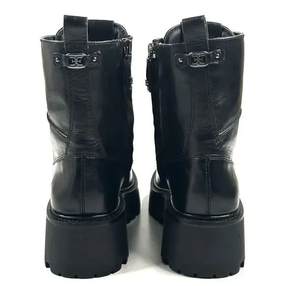 Sam Edelman Elliot Black Leather Platform Combat Boot Lace Up Womens 7M New $180 - Picture 4 of 13